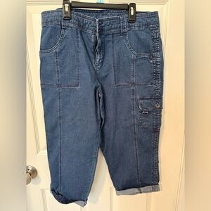 Crop Denim Jeans in Dark Blue